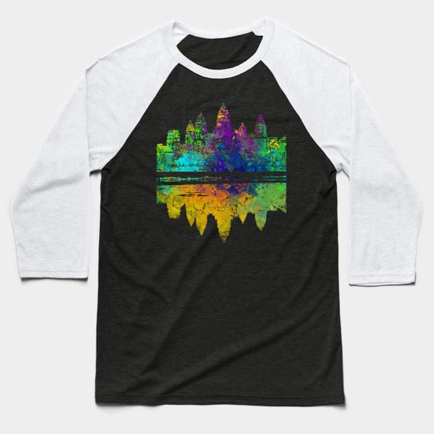 Colourful Angkor Wat Baseball T-Shirt by Seraphine